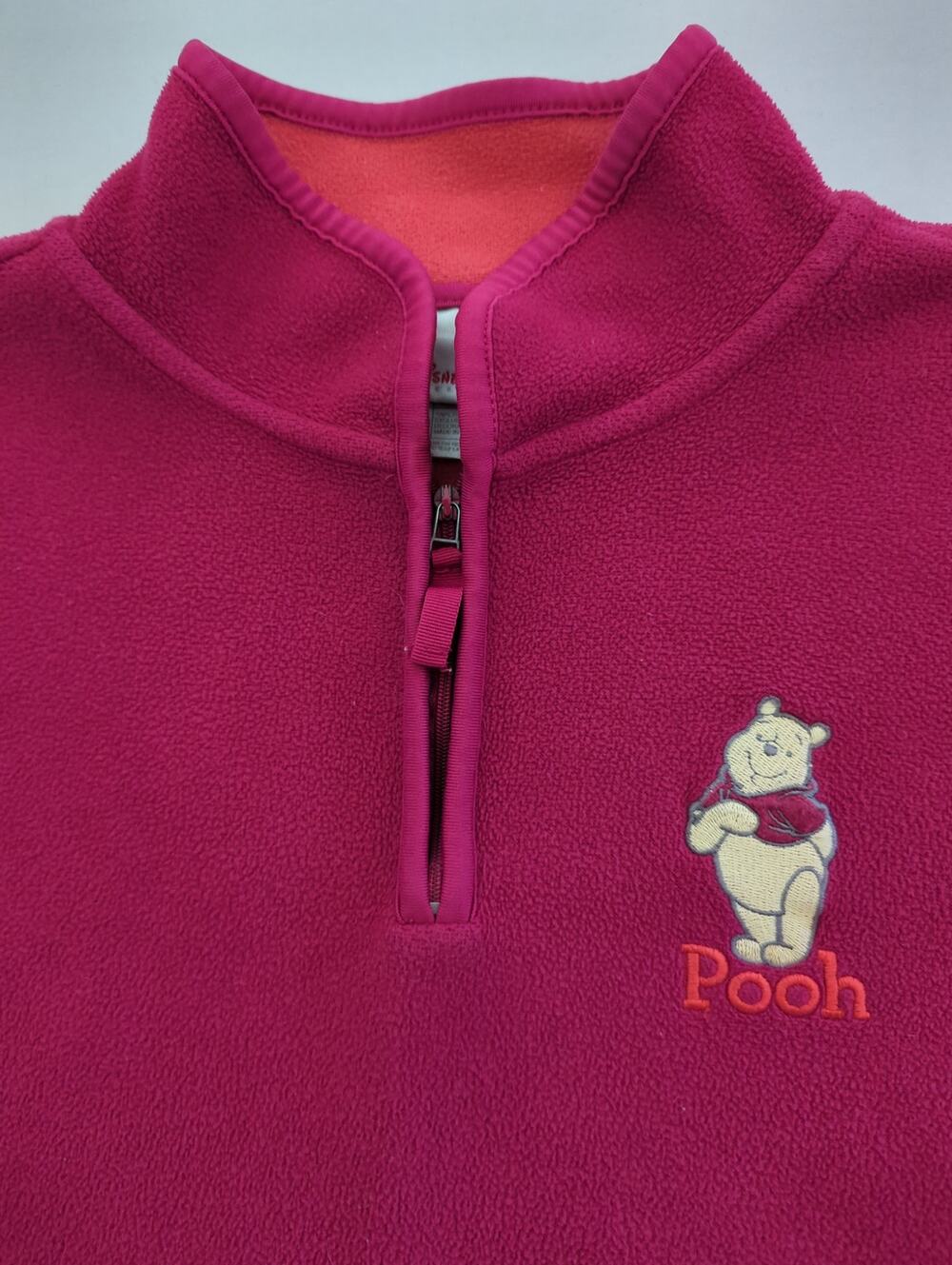 VTG Disney Store Exclusive Winnie the Pooh QTR Zip Fleece womens size M Fuschia